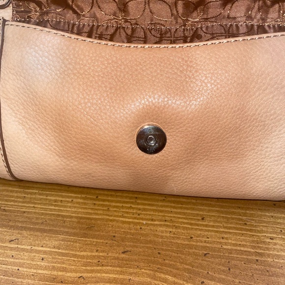 Fossil Long Live Vintage 1954 Tan Pebbled Leather Multi Compartment Purse Bag - Picture 4 of 6